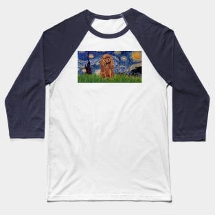 Ruby Cavalier King Charles Spaneil in Starry Night (elongated) Baseball T-Shirt